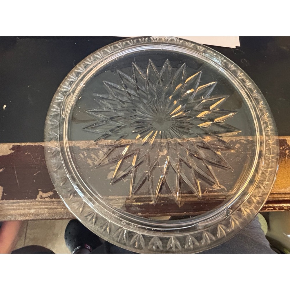 Microwave 10" Round Glass Starburst Tray Plate Retro Replacement Vintage